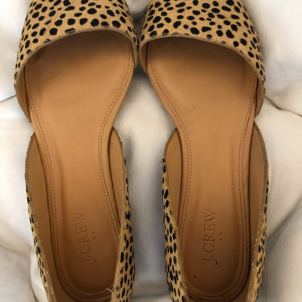 J. Crew Zoe leopard calf hair d'Orsay flats size 10